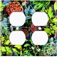 thumbnail image 3 of Metal Light Switch Plate Cover Red Lotus Pod Plant Leaves Green FLW024, 3 of 13
