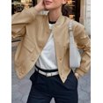 thumbnail image 2 of ORUYROP Women's Fashion Cropped Button Down Lightweight Cropped Bomber Jacket Varsity Shacket with Side Pockets, 2 of 5