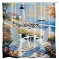 thumbnail image 4 of Nautical Coastal Lighthouse Shower Curtain,Boho Ocean Beach Lighthouse Seascape Beachy Abstract Shower Curtain Set,Sailboat Fabric Shower Curtain for Bathroom With Hooks-36"W x 72"L (Pack of 1), 4 of 7