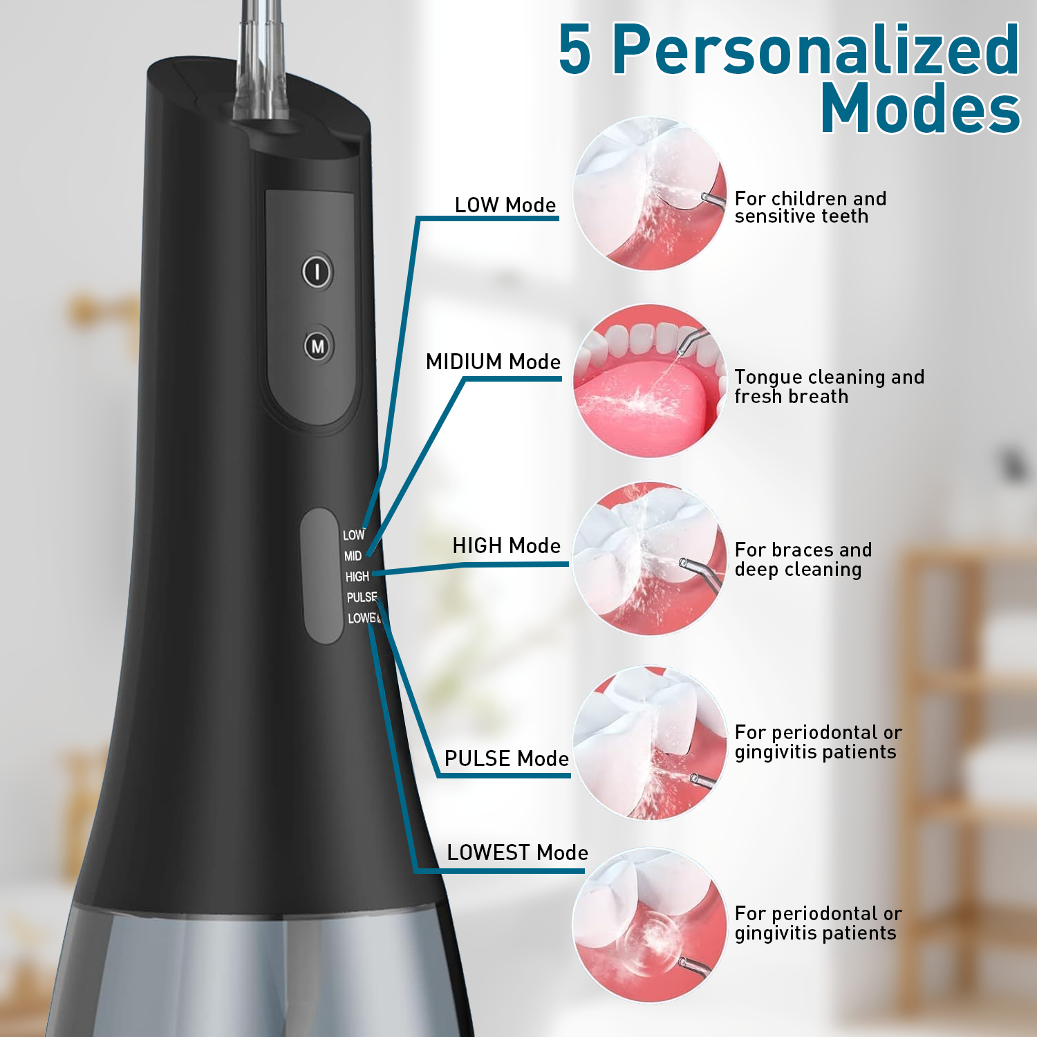 Kailwokk Cordless Water Flosser with 5 Modes photo 2