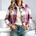 thumbnail image 6 of Enjoytime Fall Jackets for Women Plaid Lapel Collar Button Down Cropped Jacket Trendy Casual Coat Fashion Long Sleeve Outerwear, 6 of 7