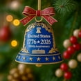 thumbnail image 2 of USA 250th Anniversary Bell Ornaments 2025 - Metal Gold Jingle Bells Christmas Tree Hanging Decorations, Vintage Patriotic Doorbell Decor for Home Garden Party (2D Style), 2 of 3