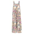 thumbnail image 5 of Fgvctg Easter Womens Overalls Sleeveless Easter Eggs Spaghetti Straps Overall Festival Wide Leg Pant Bunny Print Bib Overalls Romper Spring Pants With Pockets Pink S, 5 of 5