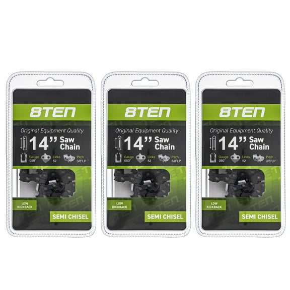 8TEN Chainsaw Chain 14 inch 3/8 Pitch 52 DL for Husqvarna Echo 3 Pack 810-CCC2234H
