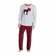 thumbnail image 3 of Eddie Bauer Mens' Holiday Family Sleep Set-Red/Black/Gray Buffalo Check Moose Logo Size Medium, 3 of 5