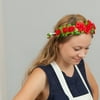 Oktoberfest Haus Polyester Red Rose Flower Headband Garland Hair Accessory for Girls