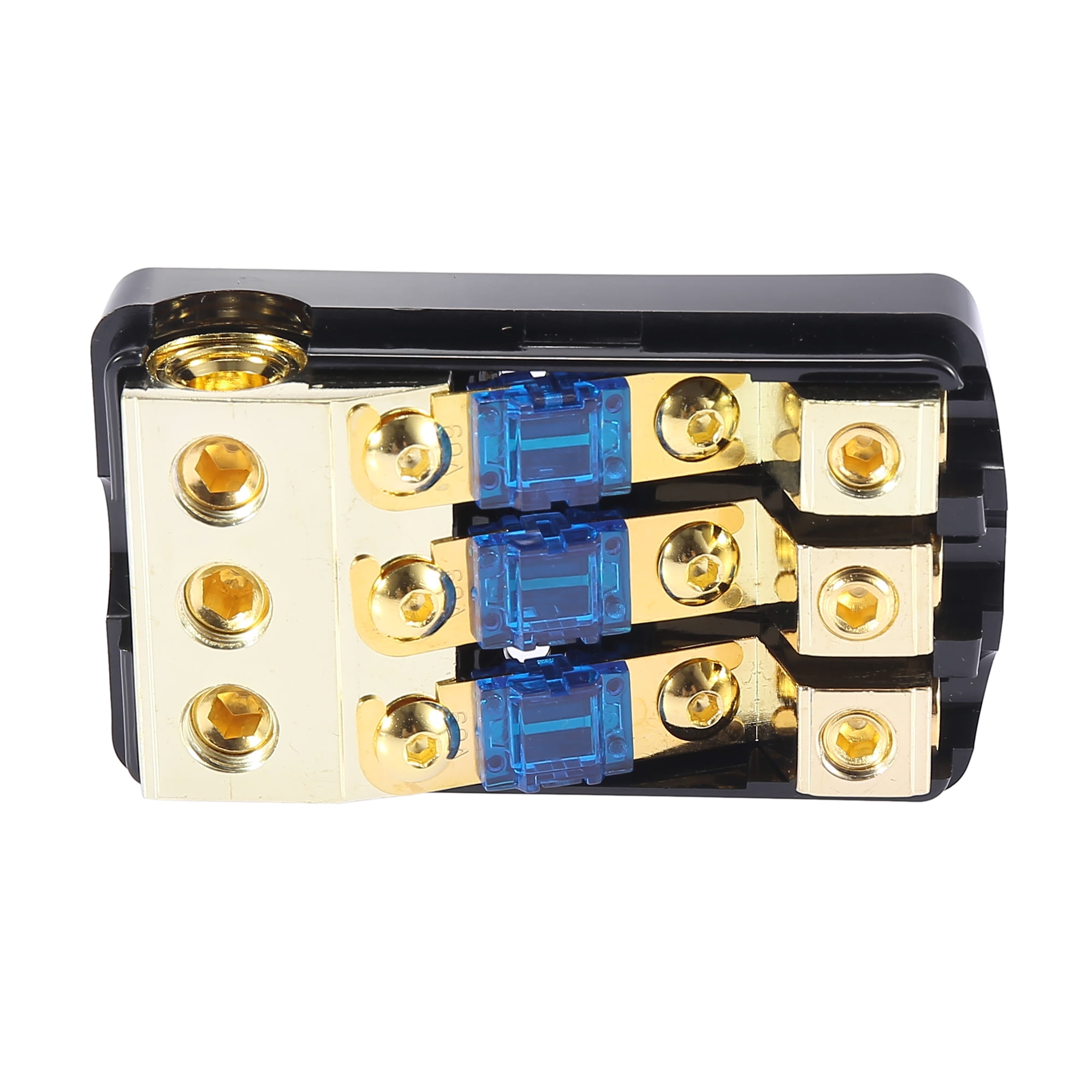 X AUTOHAUX Car 3 Way Fuse Holder Auto Fuse Distribution Block 60 Amp Fusible Support X AUTOHAUX Car 3 Way Fuse Holder Auto Fuse Distribution Block 60 Amp Fusible Support