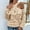 Khaki, variant on Womens Sweater Women Casual Solid Crochet Sweater Cross Strap Neck Pullover Loose Long Sleeve Cold Shoulder Top