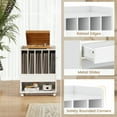thumbnail image 4 of Topcobe Record Rolling Turntable Player Stand with Drawer, End Table for Living Room, Bedroom-White, 4 of 7
