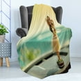 thumbnail image 4 of Hula Girl Soft Flannel Fleece Throw Blanket, Dancer Woman Doll in the Car Accessory Tourism Hawaiian Travel, Cozy Plush for Indoor and Outdoor Use, 50" x 70", Pale Green Turquoise, by Ambesonne, 4 of 5