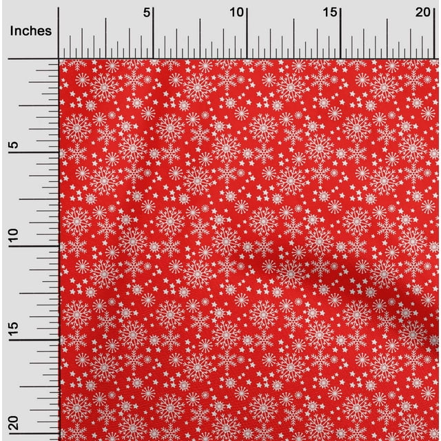 oneOone Viscose Chiffon Red Fabric Merry Christmas Craft Projects Decor Fabric Printed By The Yard 42 Inch Wide-LWI