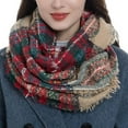 thumbnail image 4 of Bravo! Women Tartan Plaid Infinity Wrap Scarf Winter Knit Loop Scarf Khaki, 4 of 4
