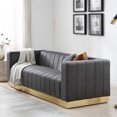 thumbnail image 4 of Better Home Products Foxy Velvet Sofa with Gleaming Gold Steel Base in Blue, Fully Assembled (Gray), 4 of 9