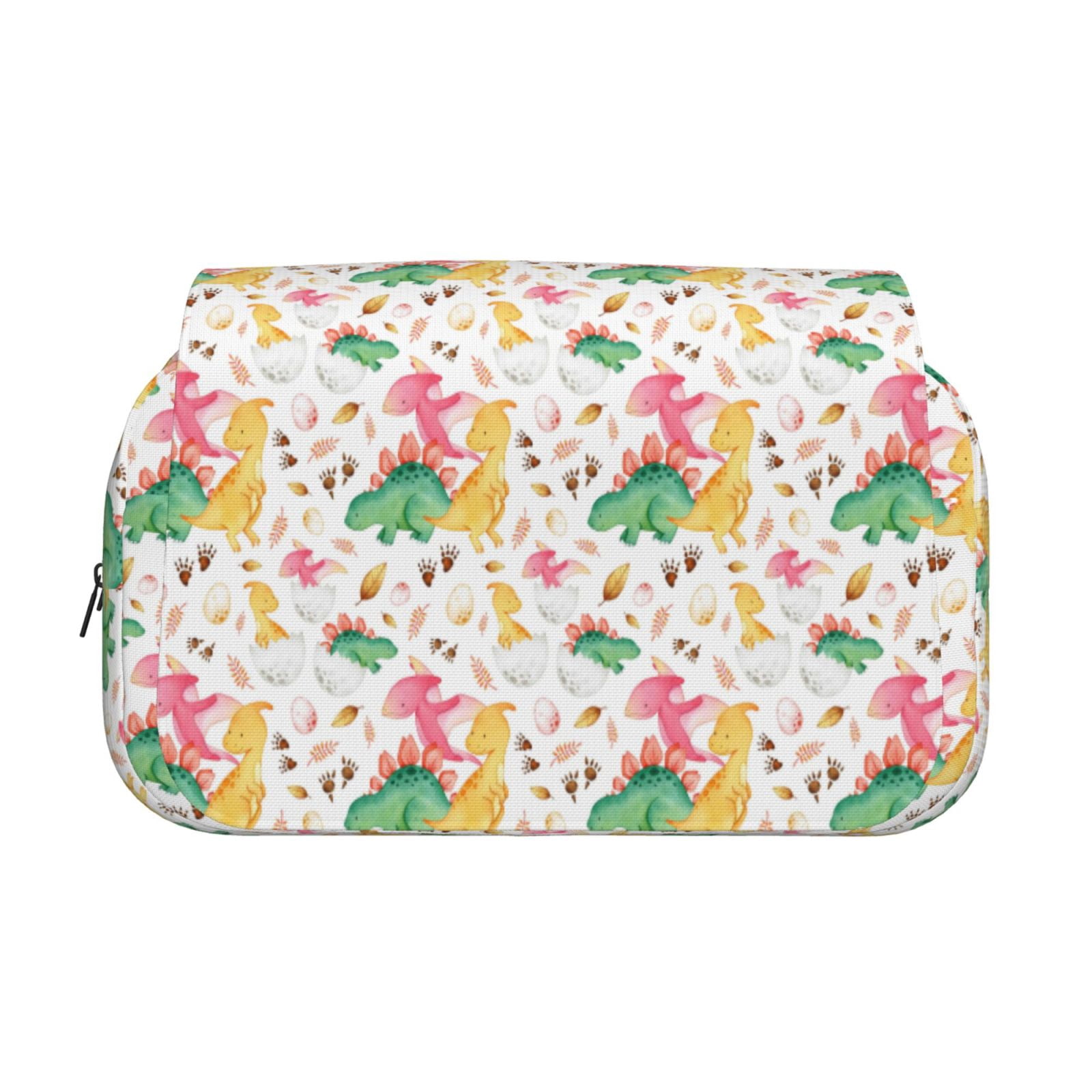 Rateoe Cute Baby Dinosaurs Pattern Double Clamshell Pen Case, Storage Organizer with Two Zipper Compartments– Holds Up to 50 Pencils & Pens