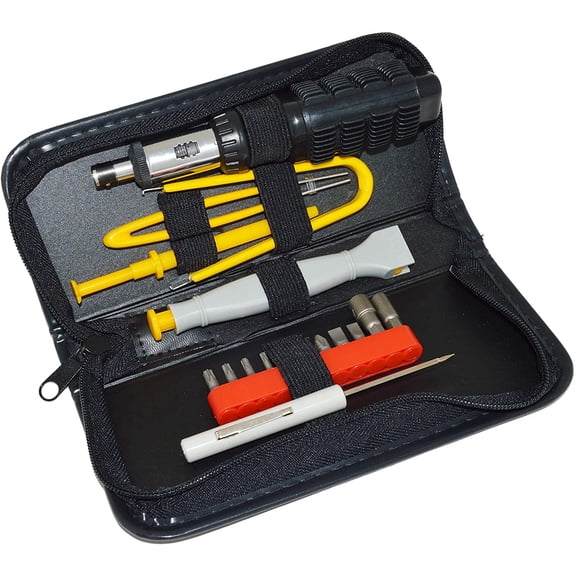 Computer Repair and Upgrade Tool Kit, Includes Reversible Ratcheting Screwdriver with Phillips, Flat, Star, and Nut Driver Bits, IC Extractor Inserter, Part Retriever Claw, Tweezers (Model CTK5)