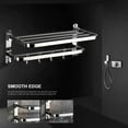thumbnail image 3 of Bath Towel Rack Double Layered Foldable Bathroom Shelves with Removable Hooks Wall Mounted Towel Holder 23 Inch Towel Bar Rustproof Stainless Steel Towel Shelf, 3 of 7