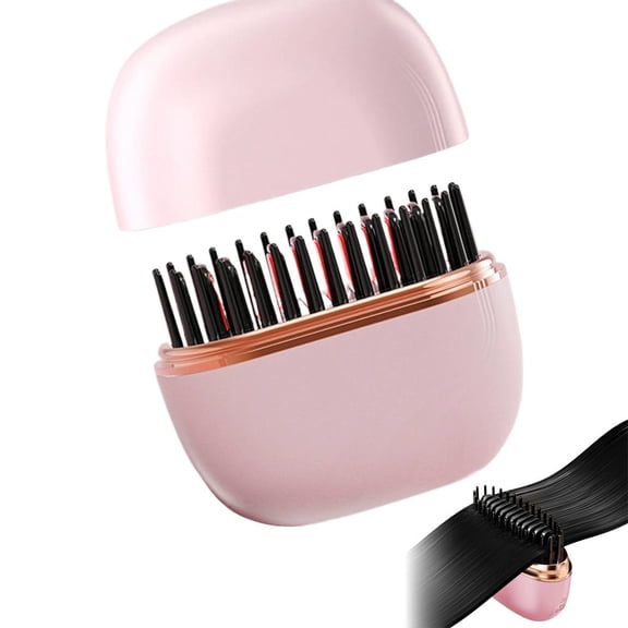 Cordless Hair Straightener Brush, 2026 Upgrade Portable Mini Straightener Comb with Rapid Heating & Anti-Scald Design, Rechargeable Dual-Use Styling Tool for Travel