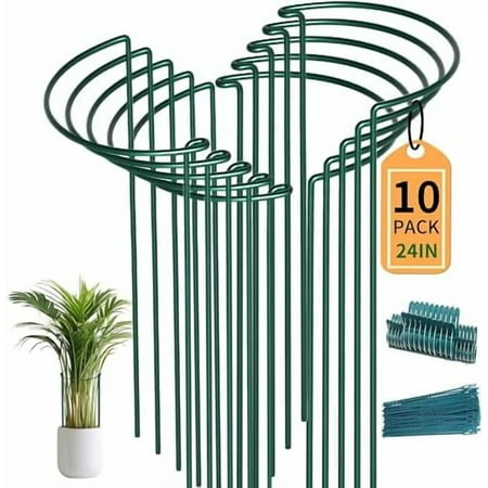 10 Pack Garden Supports for Plants Metal 10 Wide x 24 High Interlock Half Round Garden Plant Support Ring Border Support Plant Support Ring Cage for Rose Flowers Vine Tomato 10 Pack Garden Supports for Plants Metal 10 Wide x 24 High Interlock Half Round Garden Plant Support Ring Border Support Plant Support Ring Cage for Rose Flowers Vine Tomato