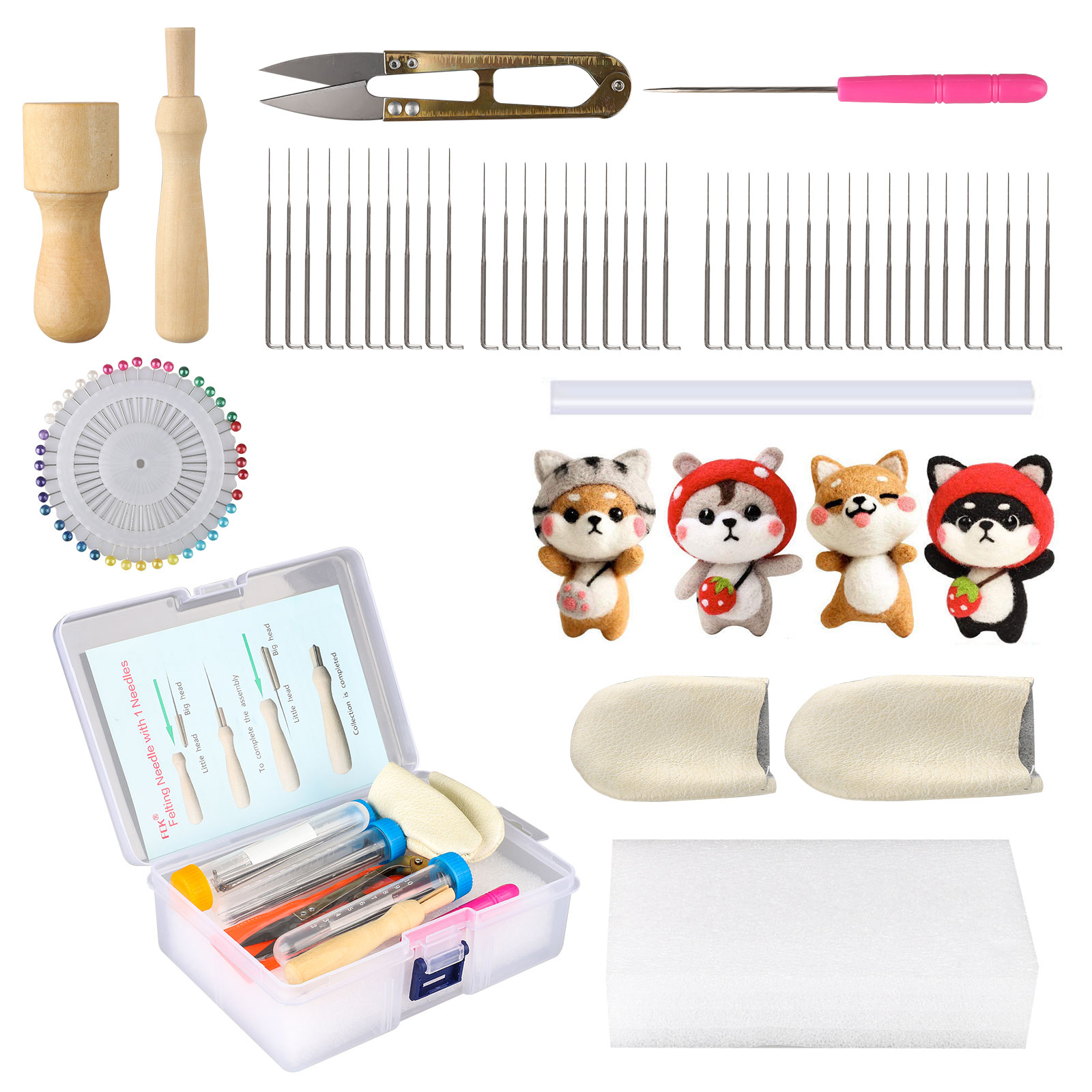 Needle Felting Tool, Needle Wool Felting Kit Starter, Solid Wood Handle