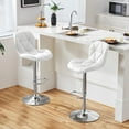 thumbnail image 2 of Juego de 2 Banquetas Ajustables de Cuero PU Blanco Yaheetech, 2 of 9