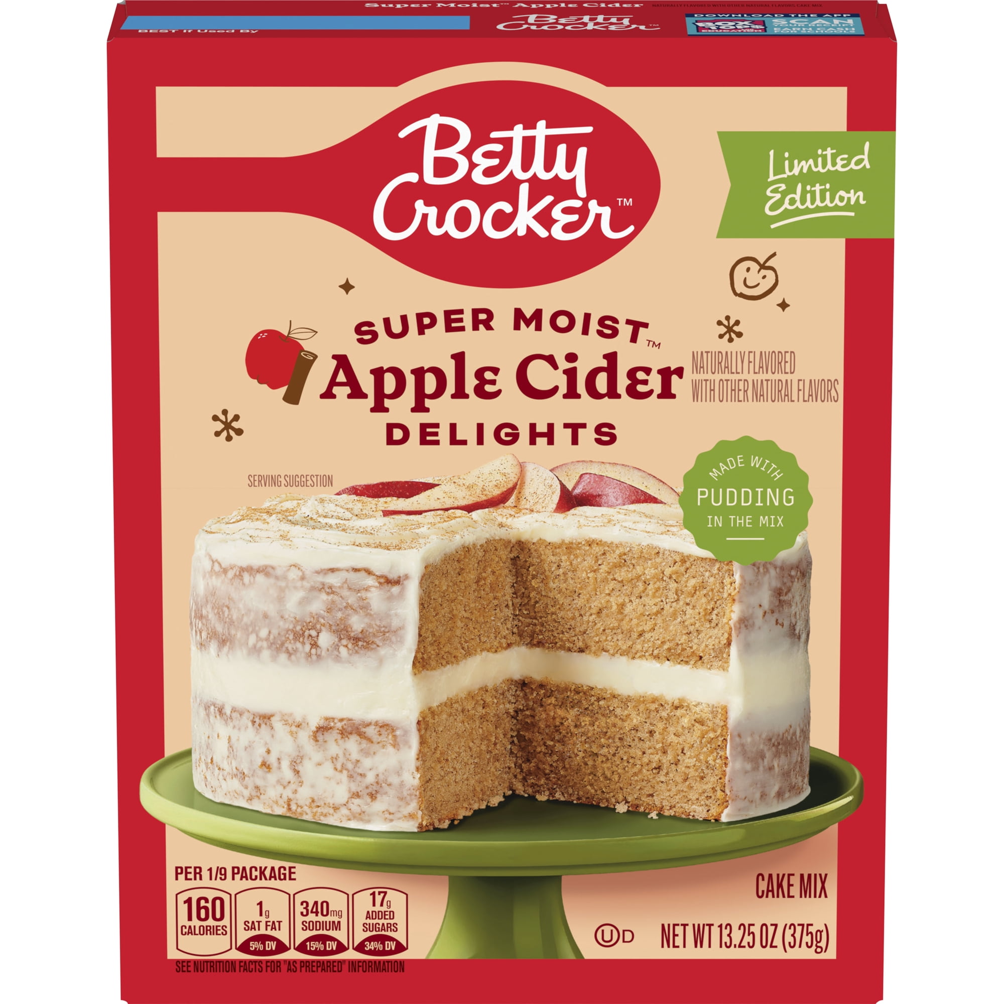 Betty Crocker Delights Super Moist Apple Cider Cake Mix, Limited Edition, 13.25 oz