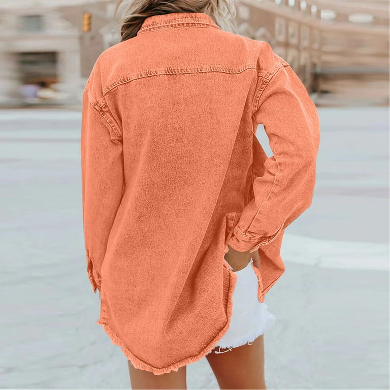 Denim Jacket for Women Oversized Boyfriend Jean Jacket Button Up