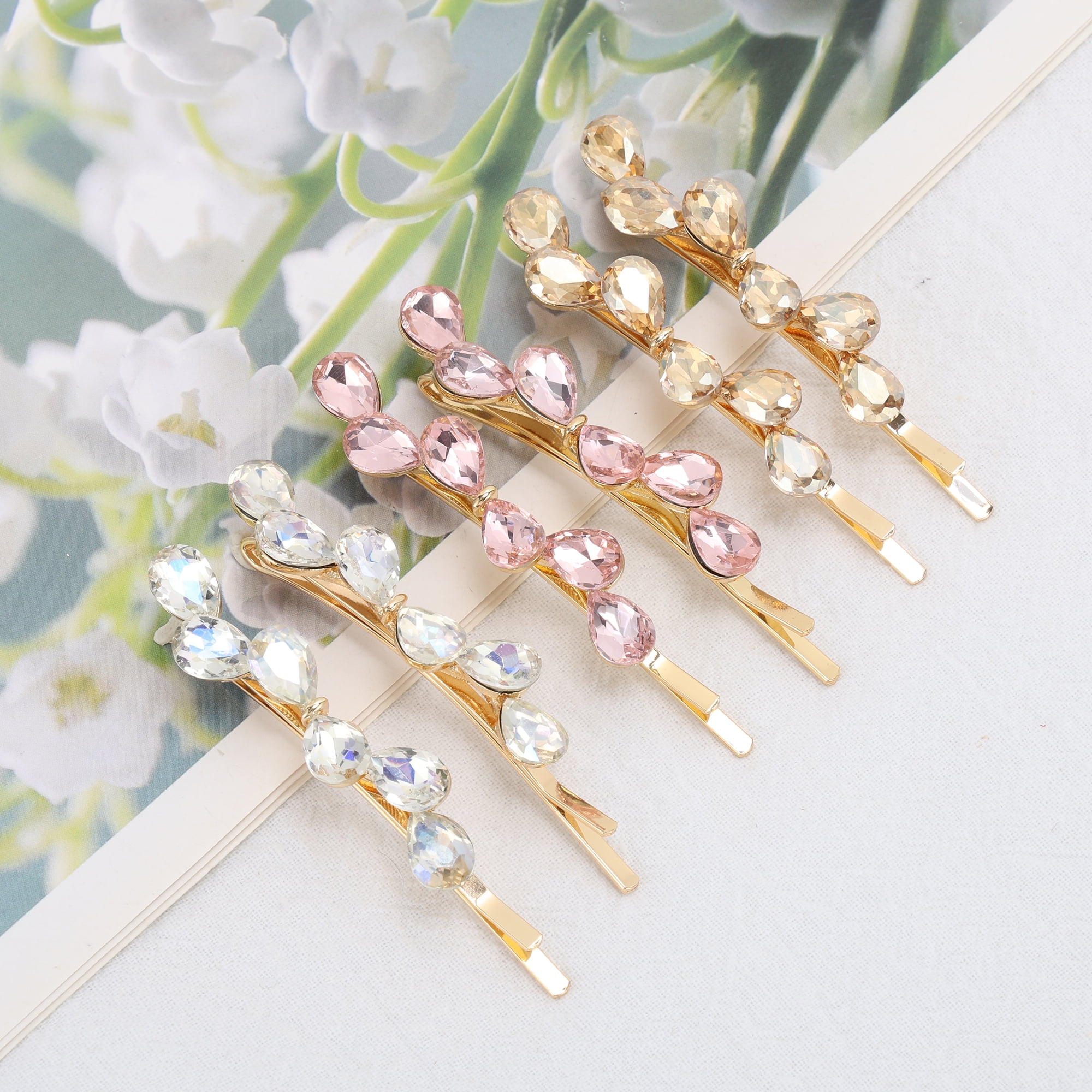Unique Bargains 2Pcs Faux Crystal Bobby Pin Fashionable Hair Styling White
