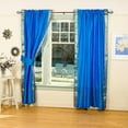 thumbnail image 3 of Lined Rod Pocket Sari Curtain 80"W x 120"L matching tiebacks- Handcrafted Blue Indian Drapes with Lining, Offering Privacy and Insulation for Living Room/Bedroom/Dining Room, Sold in Pairs, 3 of 6