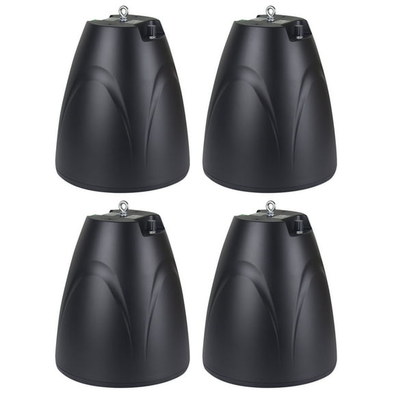 (4) Rockville PEN-65T Black 6.5" 70V Hanging Pendant Speakers For Restaurant/Bar