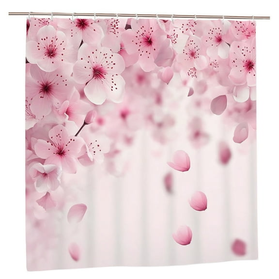 Jbralid Pink Cherry Blossom Polyester Shower Curtain for Home Bathroom Bath Tub Decor 72x72 inch