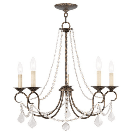 

Venetian Golden Bronze Tone Finish Chandeliers Candelabra Type 23 Long 5 Light Fixture