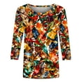 thumbnail image 5 of Pxxlle Mardi Gras Shirts Women New Orleans Party Shirts Plus Size 3/4 Sleeve T Shirts Loose Fit Crewneck Fat Tuesday Tops Size S, 5 of 9