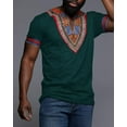 thumbnail image 3 of Sherrylily Men African Dashiki T Shirt Tribal Floral Print V Neck Mens Slim Fit Shirts Tops, 3 of 6