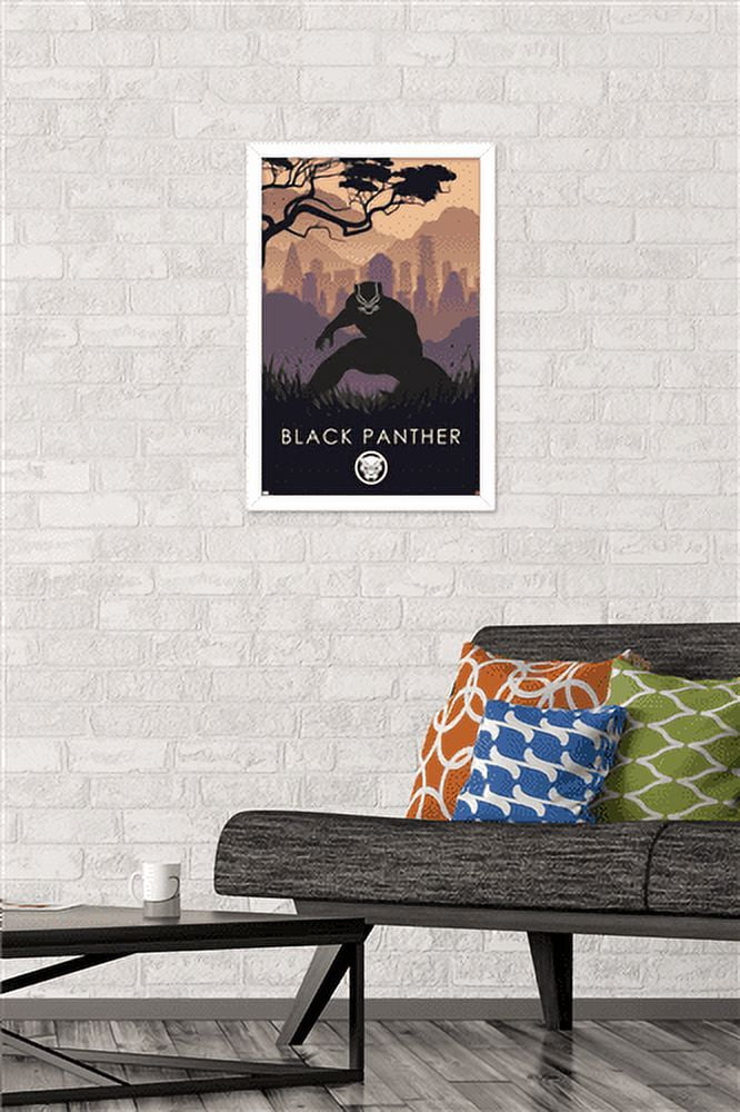 Marvel Heroic Silhouette - Black Panther Wall Poster, 14.725" x 22.375", Framed