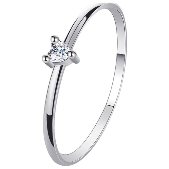 Wioihee Heart-shaped Ring Women's Inlaid Zircon Heart-shaped Thin Ring Valentine's Day gift