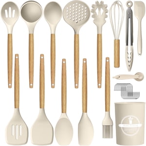 GPED 29-Piece Silicone Kitchen Utensil Set with Wooden Handles