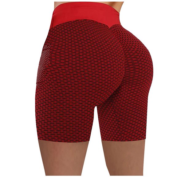 Abcnature Plus Size Shorts, Womens Athletic Shorts, Womens Stretch Leggings Fitness Running Gym Pockets Active Shorts, Yoga, Comfy Beach Shorts, Yoga Pants, Cycling Sport Shorts Red XL