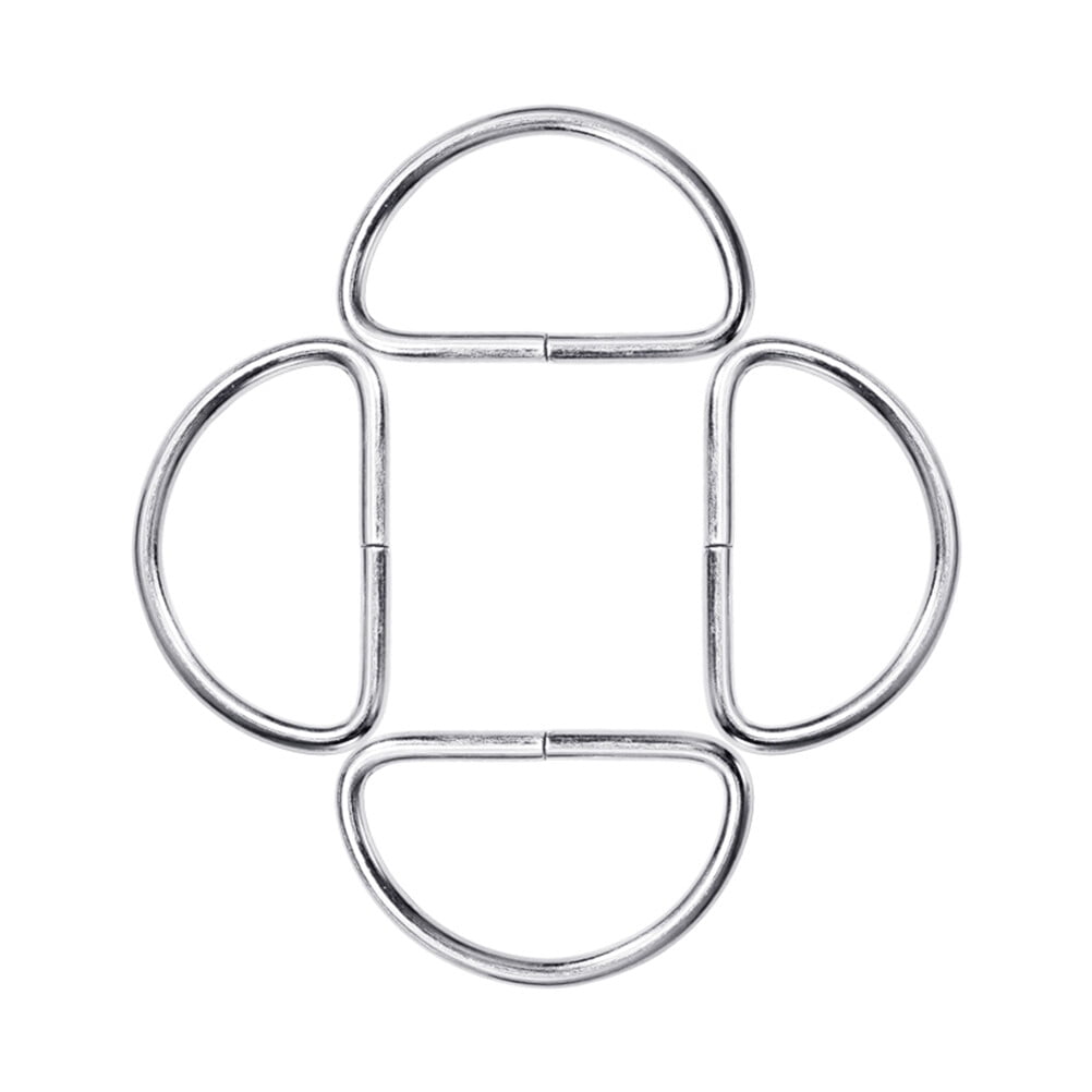 BESTOYARD 100Pcs Plated Silver D Ring Buckle for Craft Use Durable Metal Rings for Bags and Belts