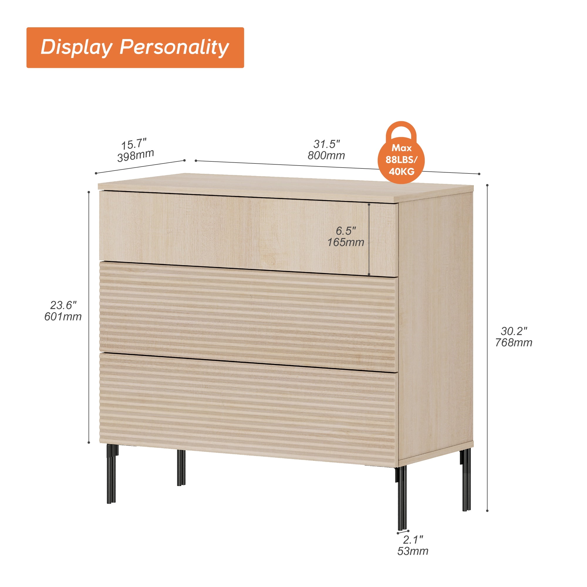 31.5" Reeded Dresser TV Stand, Modern Minimalist Entertainment Center, Wooden TV Console with Storage for Living Room,Bedroom