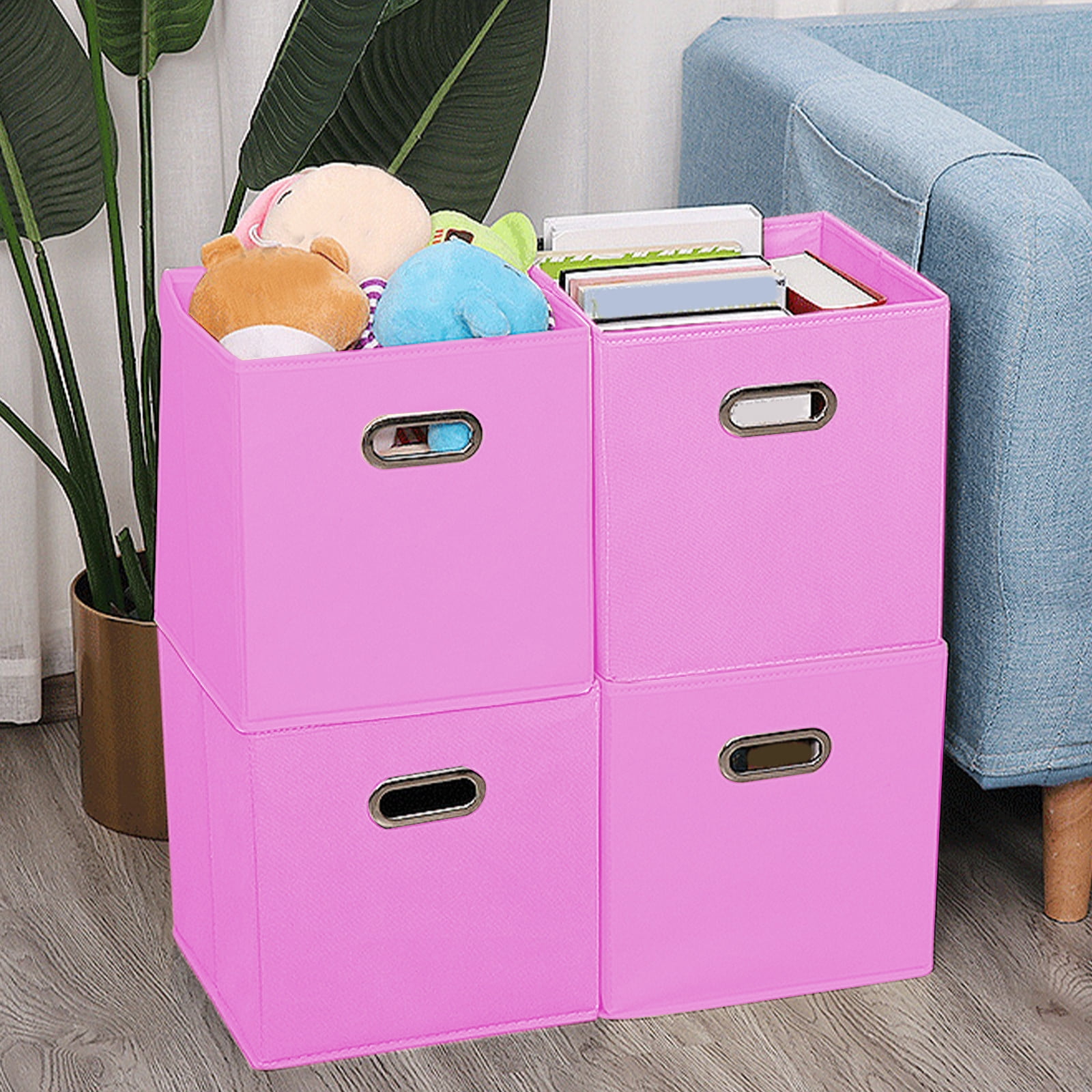 Foldable fabric storage box with lid, multifunctional organizer for clothes toys accessories, home and car drawer storage solution, compact and durable for efficient organization