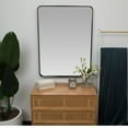 thumbnail image 2 of Hamilton Hills Contemporary Brushed Metal Wall Mirror | Glass Panel Black Framed Rounded Corner Deep Set Design | Mirrored Rectangle Hangs Horizontal or Vertical (30inch x 40inch), 2 of 2