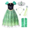 thumbnail image 2 of JerrisApparel Disfraz de Princesa para Niñas, Fiesta de Nieve, Halloween, Cosplay (6, Verd JerrisApparel JerrisApparel, 2 of 2
