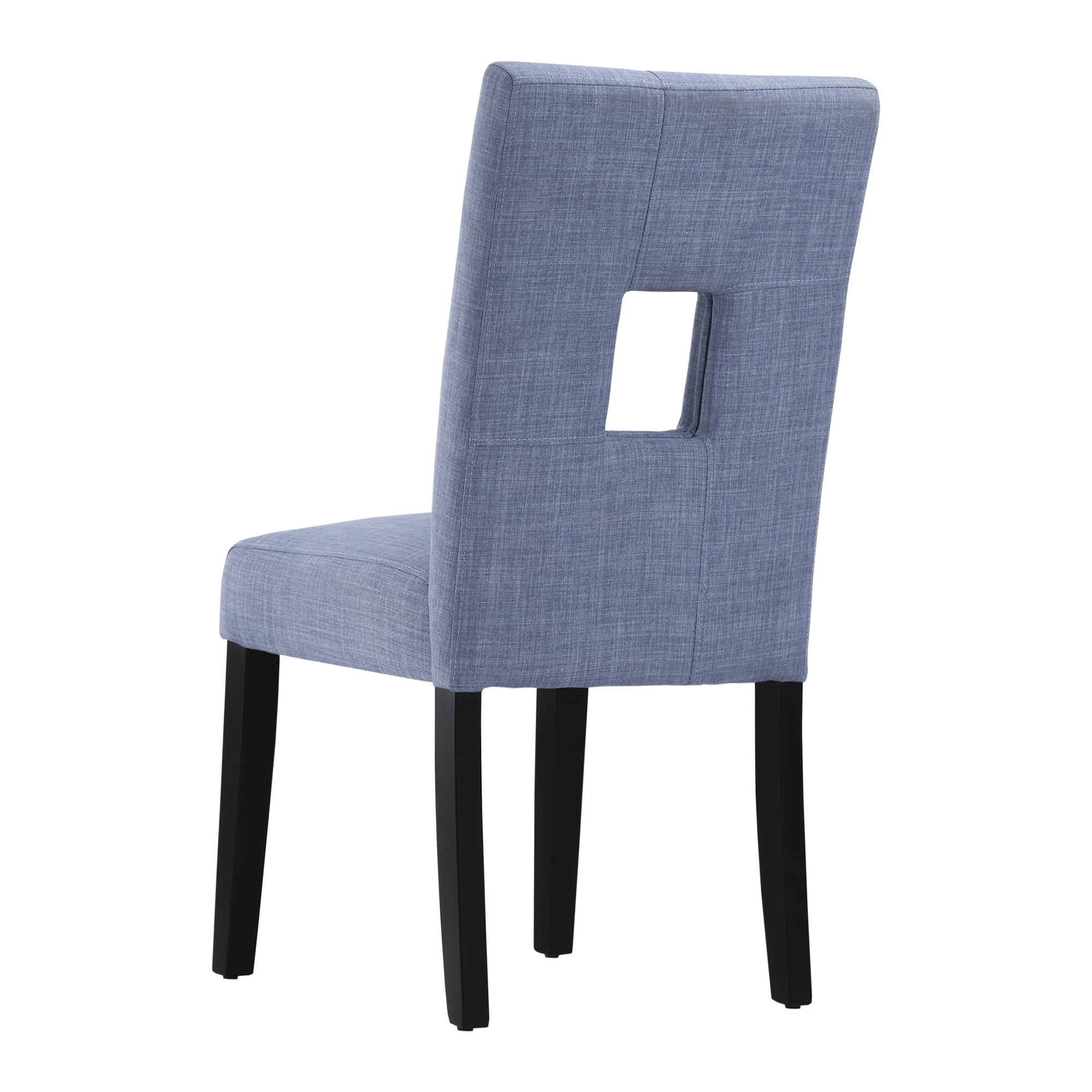 Weston Home Landen Keyhole Linen Dining Side Chair, Blue (Set of 2)