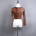 thumbnail image 7 of Drawstring V Neck Ruched Front Ladies Leopard Print Dance Crop Top Outfits, 7 of 7