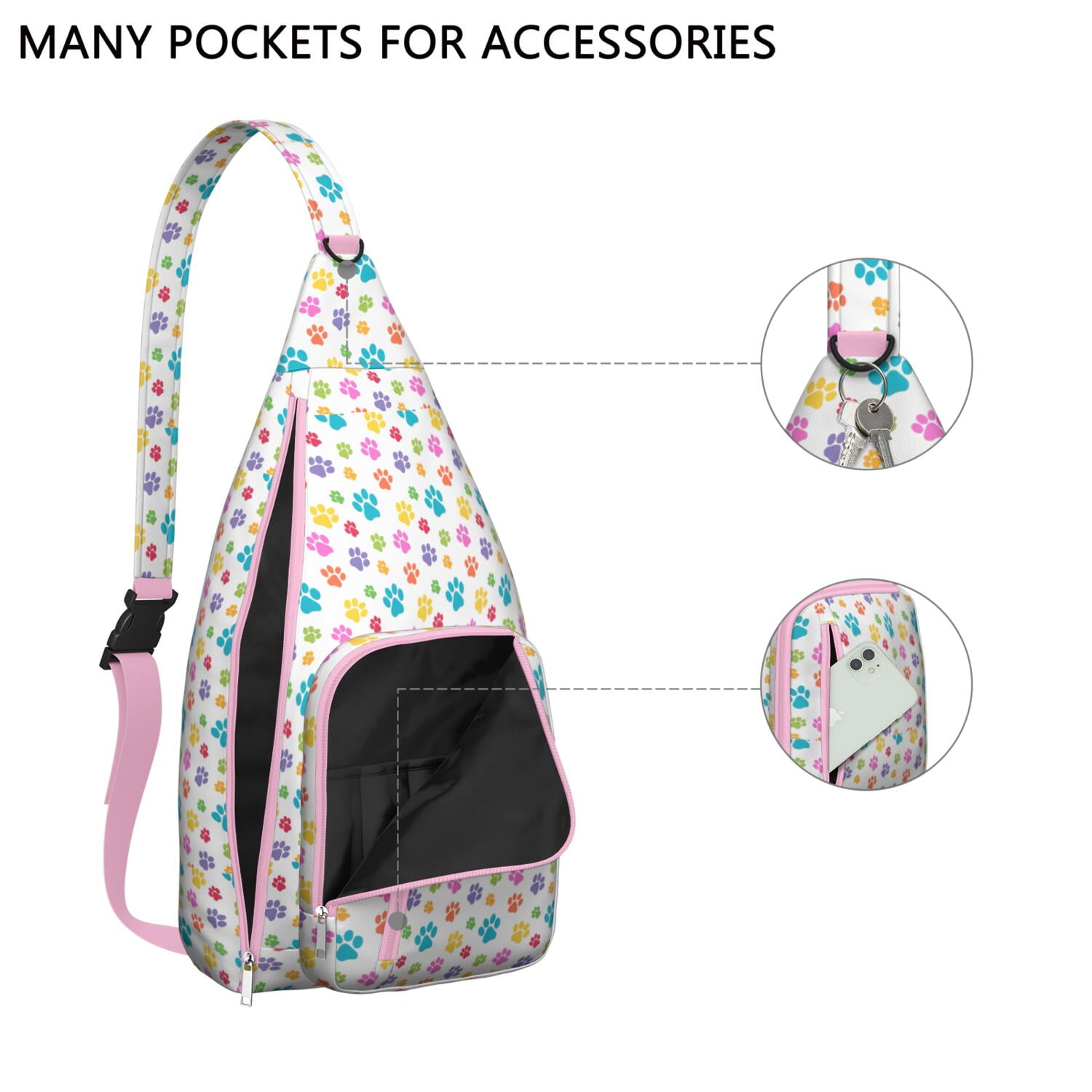 Pet Lover's Shoulder Bag - Hand-drawn Dog Graphic Sling Backpack (Lightweight Chest Bag, Easy Access Pockets)
