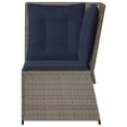 thumbnail image 2 of vidaXL Garden Sofa Corner with Cushions Grey Poly Rattan, 2 of 5