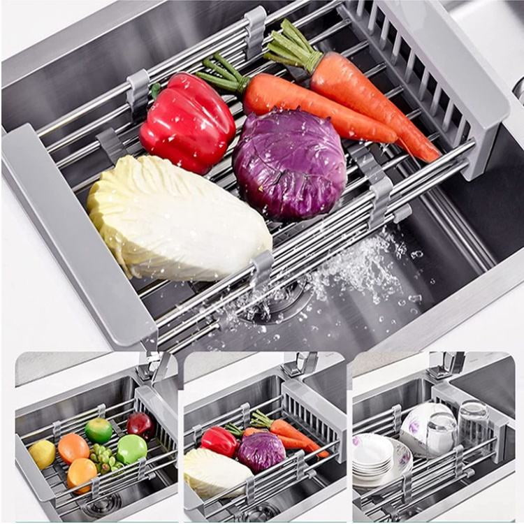 1pc Expandable Dish Drying Rack, Over Sink Dish Drying Rack, Draining  Dishes & Fruit Drain, Rustproof Stainless Steel For Kitchen