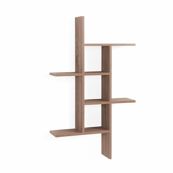 Danya B Contemporary, Industrial 5.75" x 24" 4-Tier Weathered Oak Floating Shelf