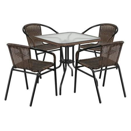 Flash Furniture Outdoor Patio Dining Set, Glass Table with ...