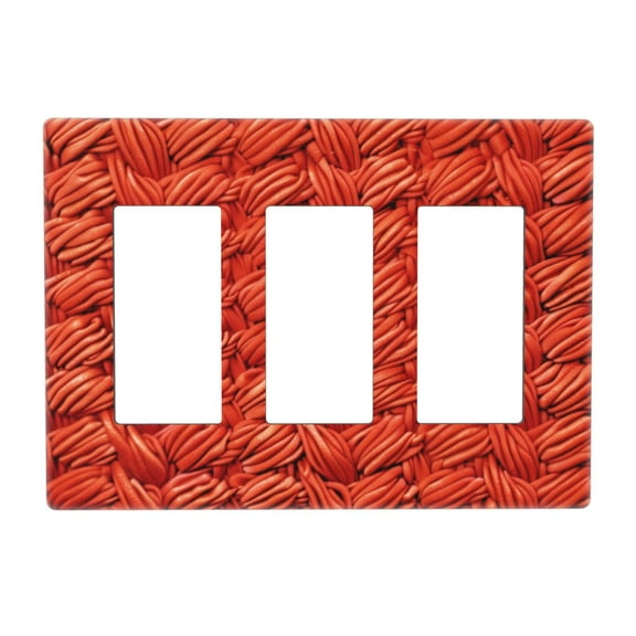 Orange Fabric 3 Gang Toggle Light Switch Cover Decorative Switch Plates and Outlet Covers Wall Plates for Electrical Kitchen Home Office Art Decor